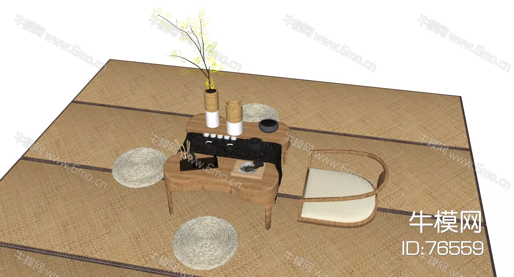JAPANESE COFFEE TABLE - SKETCHUP 3D MODEL - ENSCAPE - 76559