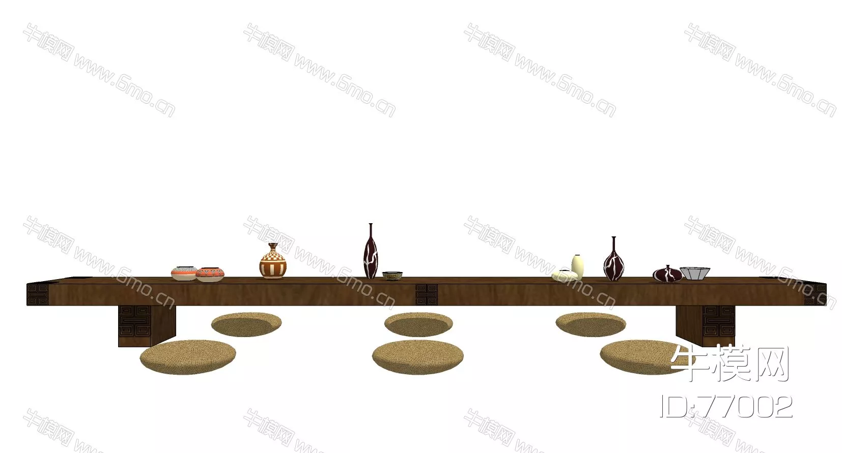 JAPANESE DINING TABLE SET - SKETCHUP 3D MODEL - ENSCAPE - 77002