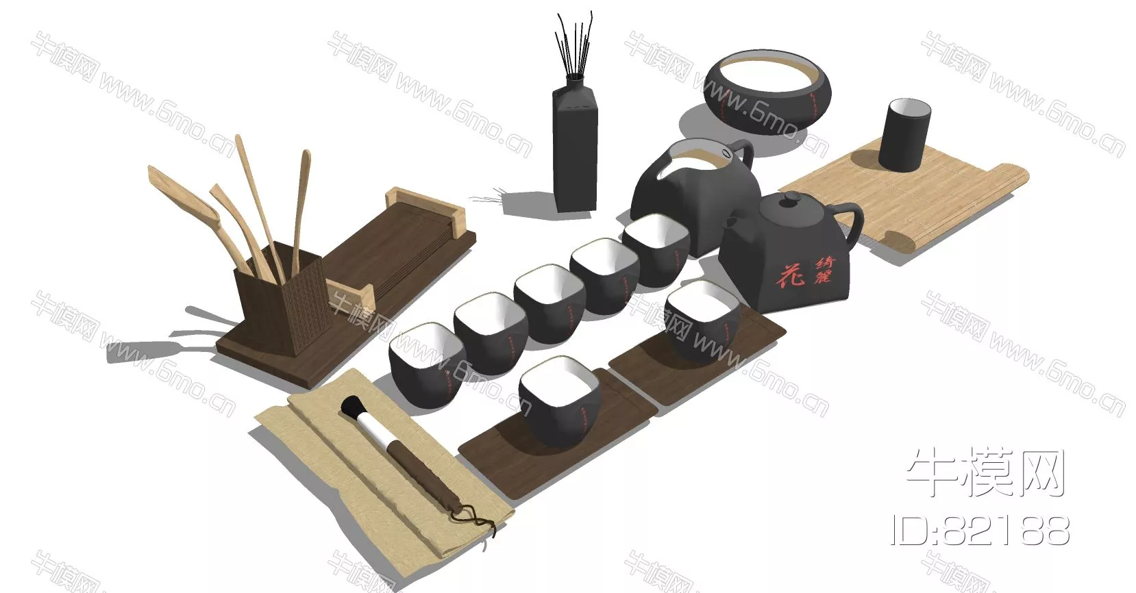 JAPANESE TEA SET - SKETCHUP 3D MODEL - ENSCAPE - 82188