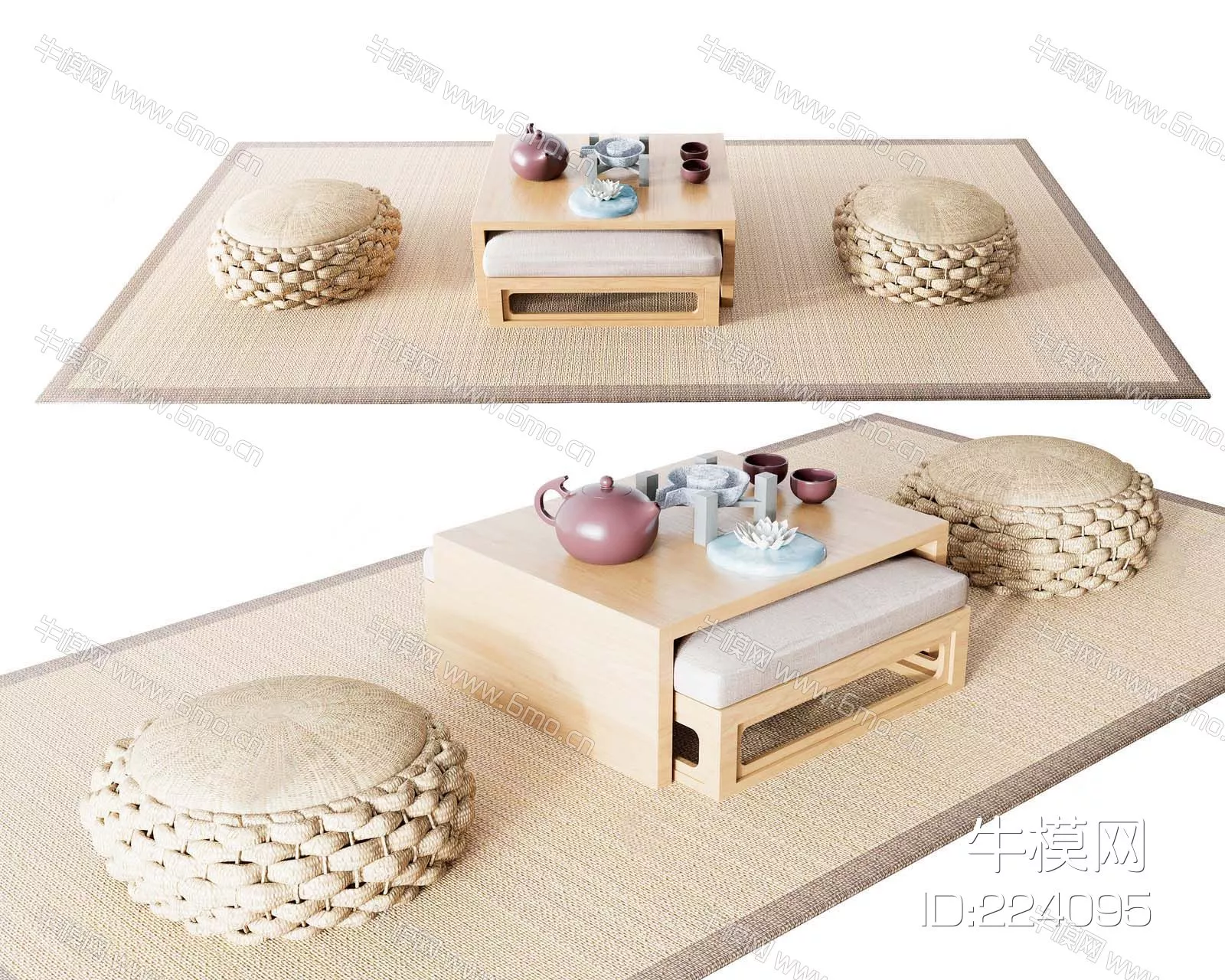 JAPANESE TEA TABLE SET - SKETCHUP 3D MODEL - ENSCAPE - 224095