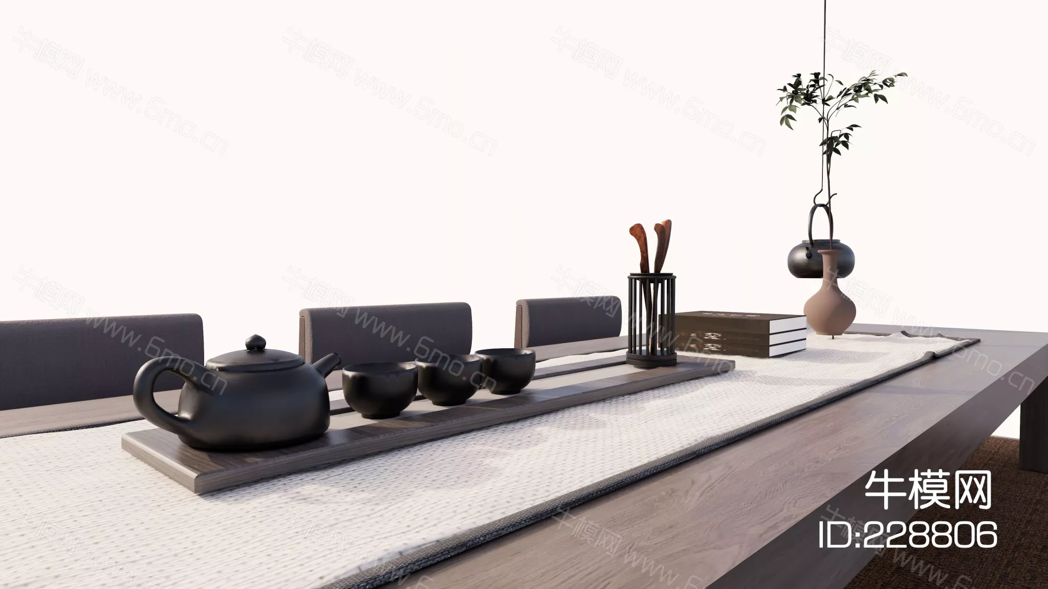 JAPANESE TEA TABLE SET - SKETCHUP 3D MODEL - ENSCAPE - 228806