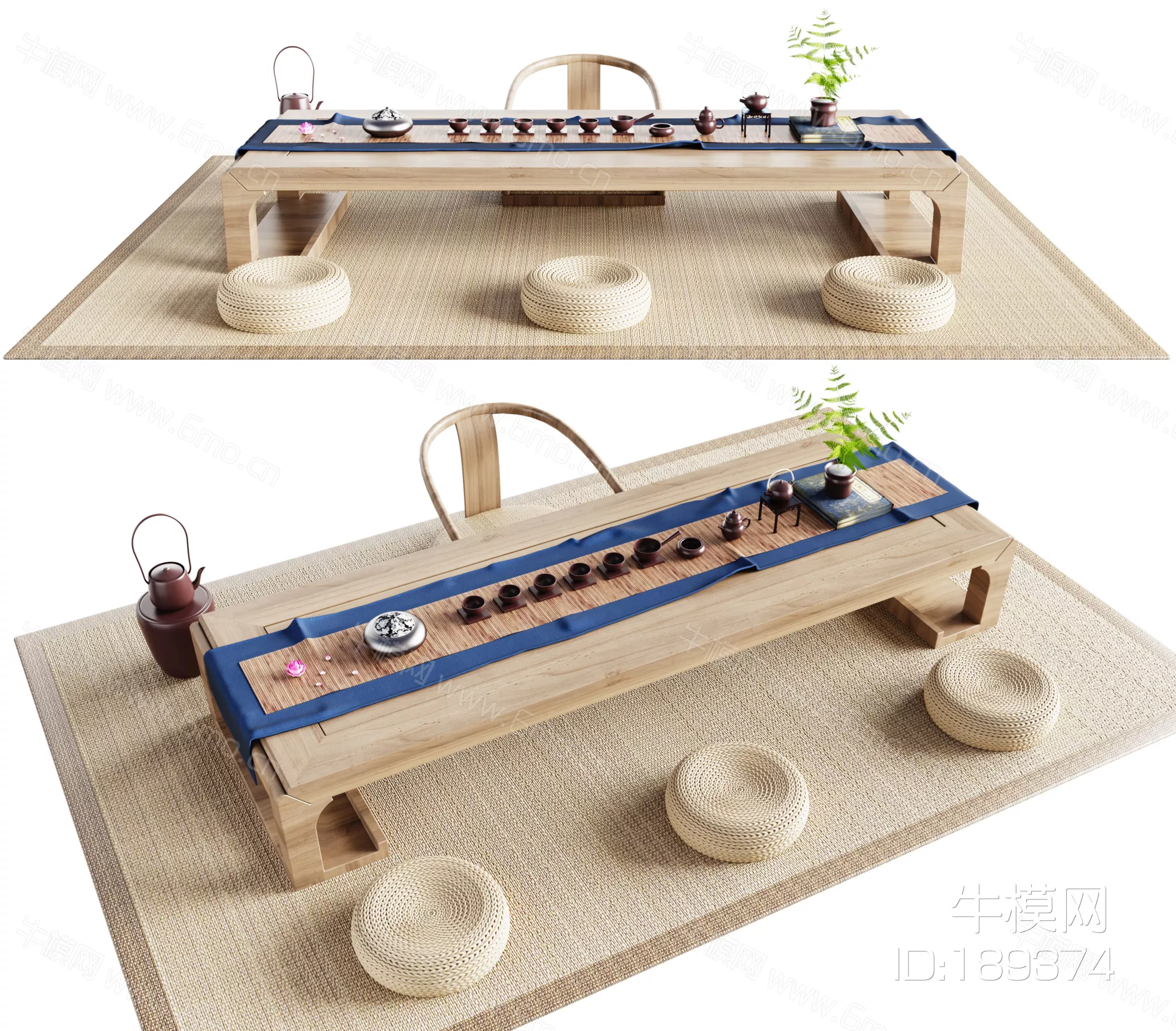 JAPANESE TEA TABLE SET - SKETCHUP 3D MODEL - VRAY - 189374