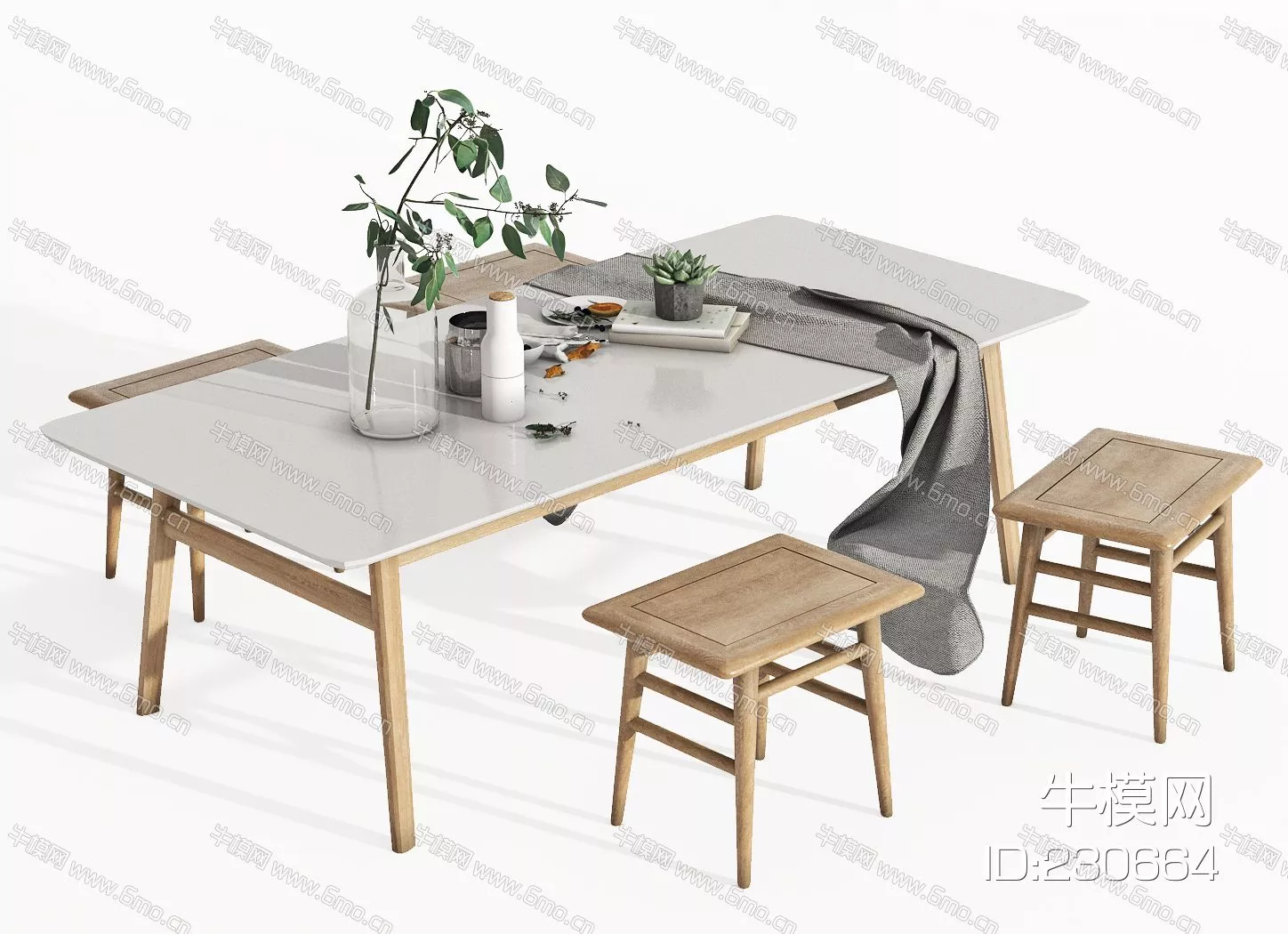 JAPANESE TEA TABLE SET - SKETCHUP 3D MODEL - VRAY - 230664