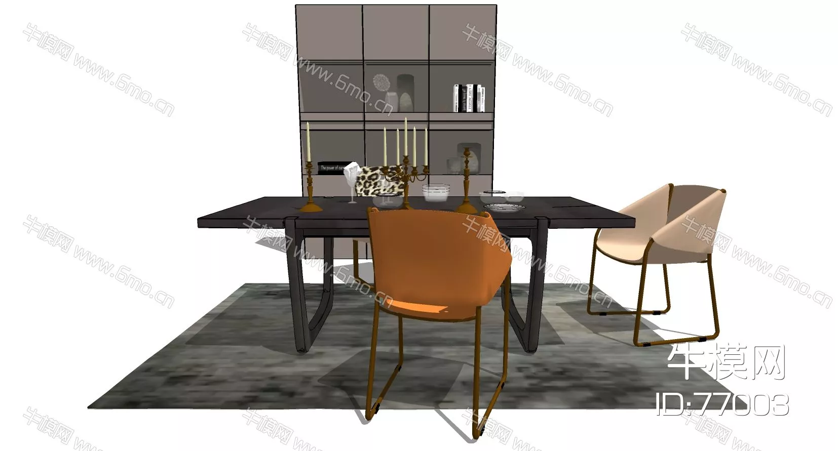 MINIMALIST DINING TABLE SET - SKETCHUP 3D MODEL - ENSCAPE - 77003