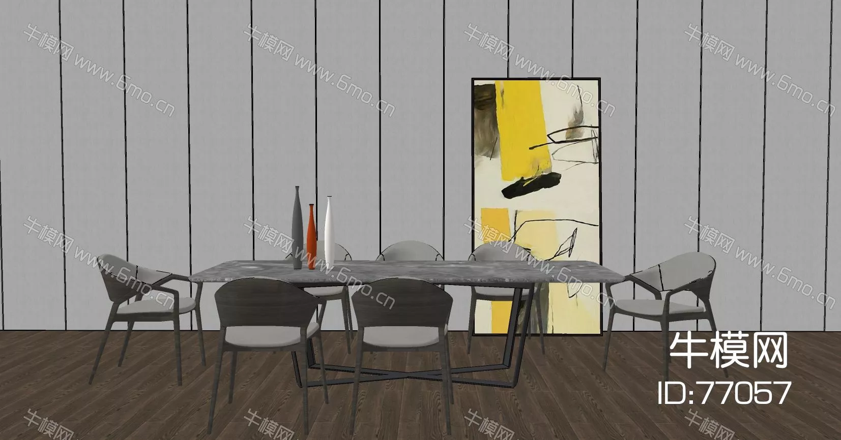 MINIMALIST DINING TABLE SET - SKETCHUP 3D MODEL - ENSCAPE - 77057