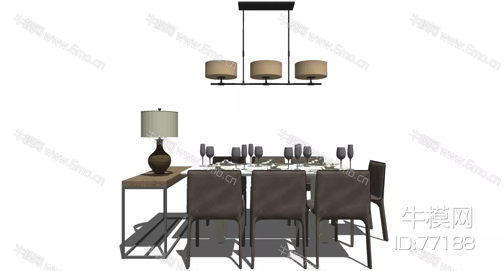 MINIMALIST DINING TABLE SET - SKETCHUP 3D MODEL - ENSCAPE - 77188