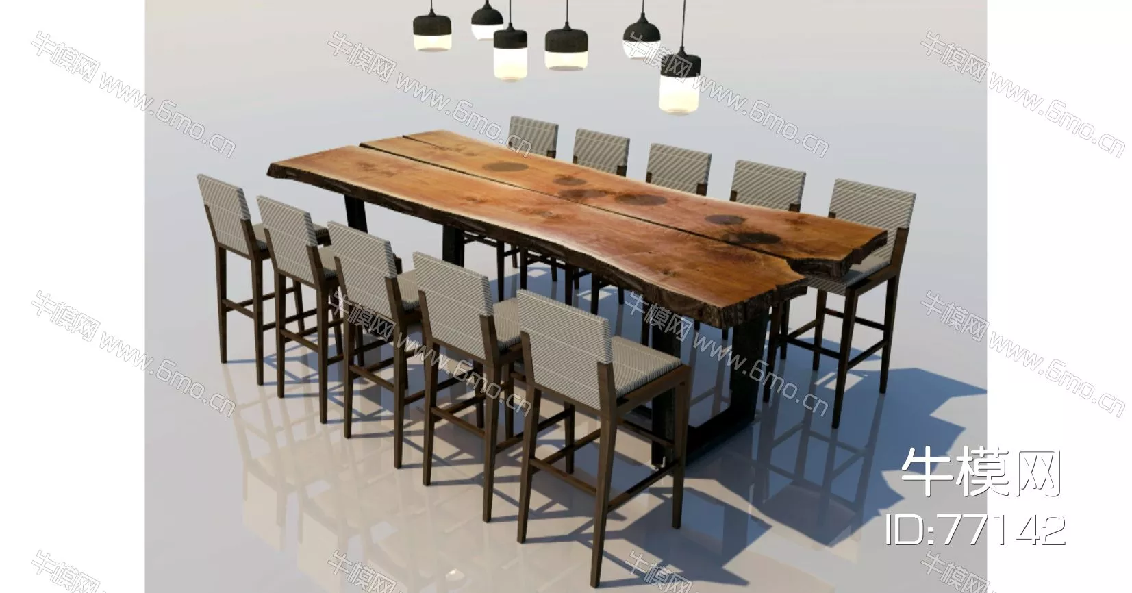 MINIMALIST DINING TABLE SET - SKETCHUP 3D MODEL - VRAY - 77142