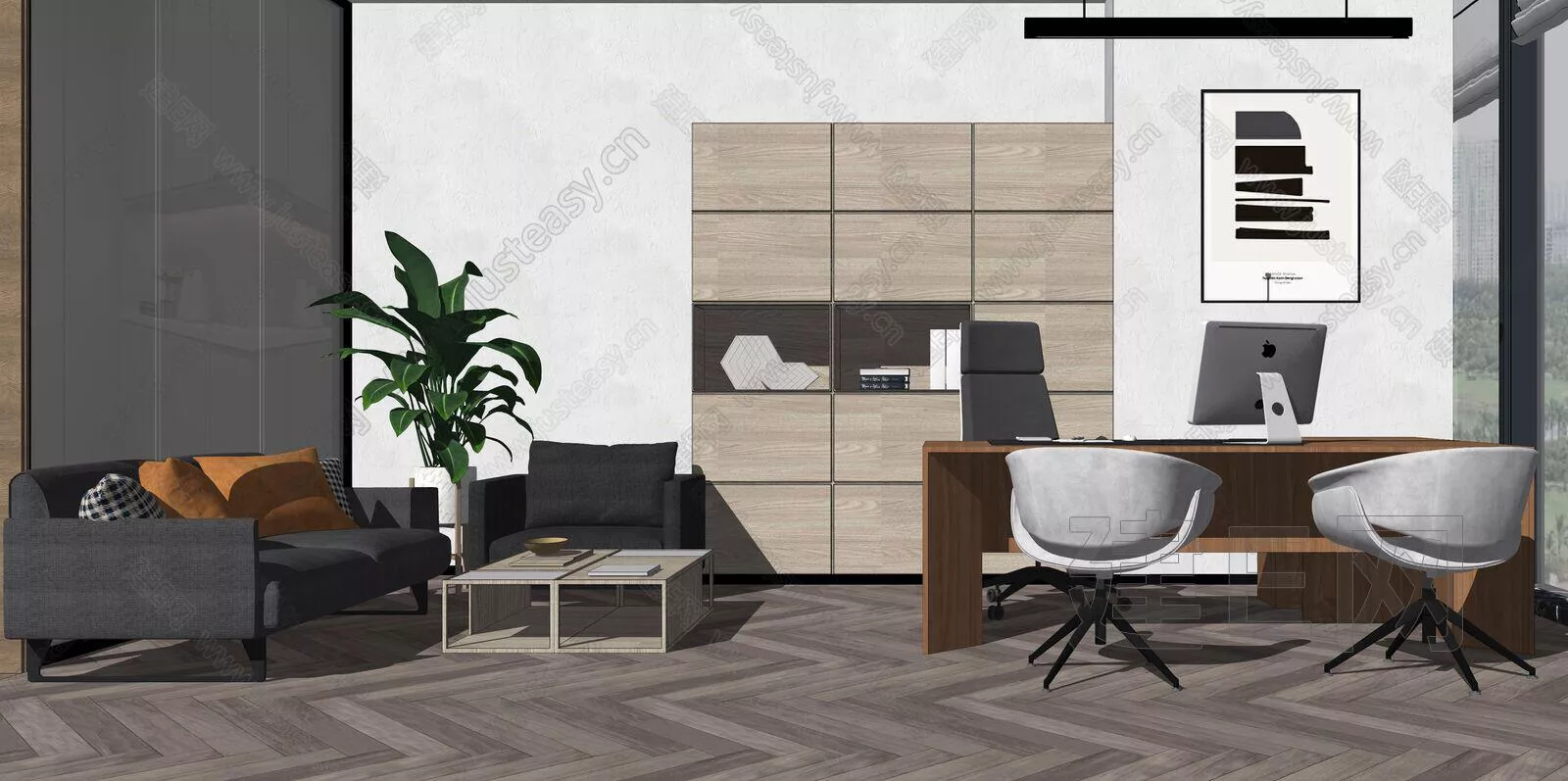 MINIMALIST OFFICE INTERIOR - SKETCHUP 3D MODEL - ENSCAPE - 110444844