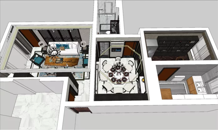 MODERN APARTMENT PLAN - SKETCHUP 3D SCENE - VRAY OR ENSCAPE - ID00515