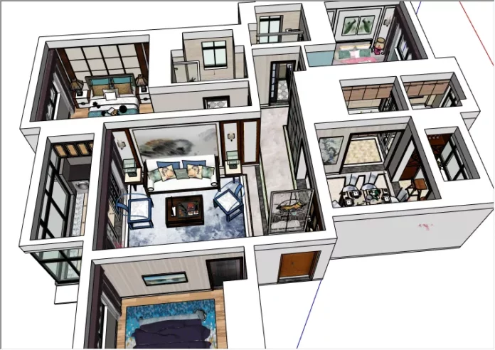 MODERN APARTMENT PLAN - SKETCHUP 3D SCENE - VRAY OR ENSCAPE - ID00516