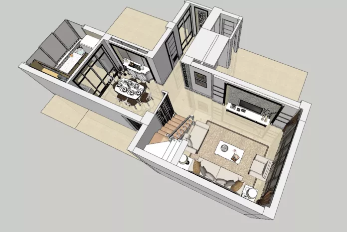 MODERN APARTMENT PLAN - SKETCHUP 3D SCENE - VRAY OR ENSCAPE - ID00530