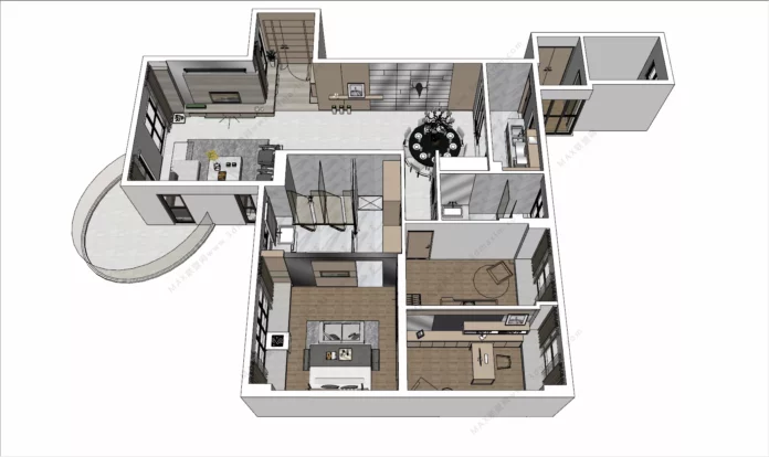 MODERN APARTMENT PLAN - SKETCHUP 3D SCENE - VRAY OR ENSCAPE - ID00547
