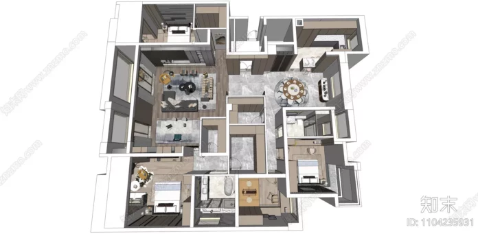 MODERN APARTMENT PLAN - SKETCHUP 3D SCENE - VRAY OR ENSCAPE - ID00557