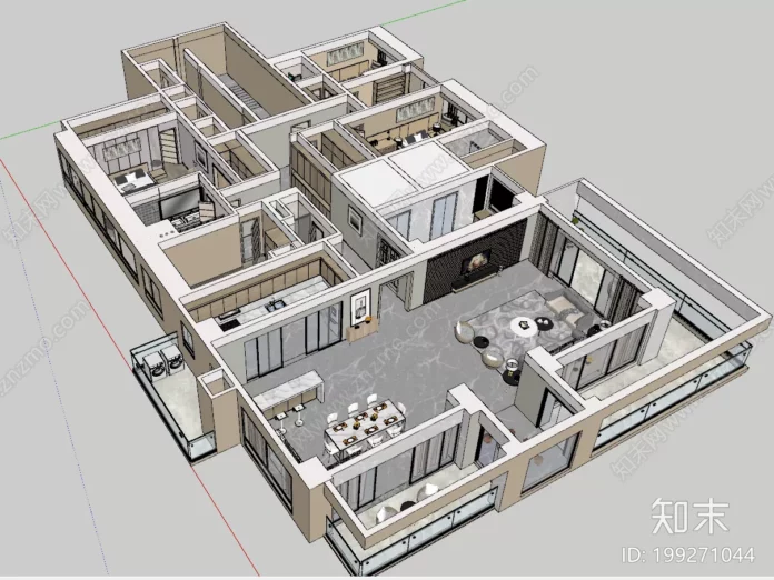 MODERN APARTMENT PLAN - SKETCHUP 3D SCENE - VRAY OR ENSCAPE - ID00558