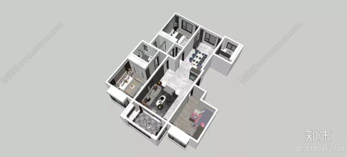 MODERN APARTMENT PLAN - SKETCHUP 3D SCENE - VRAY OR ENSCAPE - ID00559