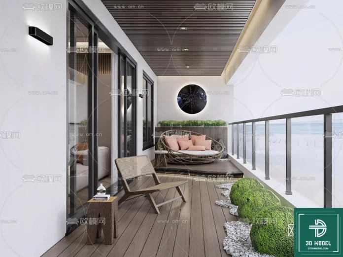 MODERN BALCONY - SKETCHUP 3D MODEL - VRAY OR ENSCAPE - ID00769