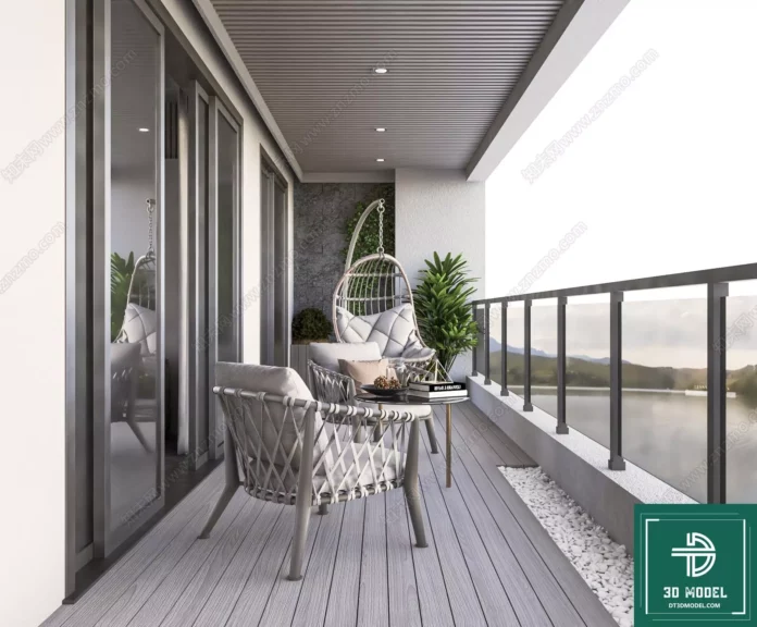 MODERN BALCONY - SKETCHUP 3D MODEL - VRAY OR ENSCAPE - ID00775