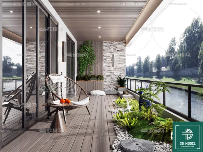 MODERN BALCONY - SKETCHUP 3D MODEL - VRAY OR ENSCAPE - ID00840