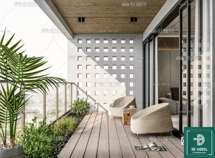 MODERN BALCONY - SKETCHUP 3D MODEL - VRAY OR ENSCAPE - ID00847