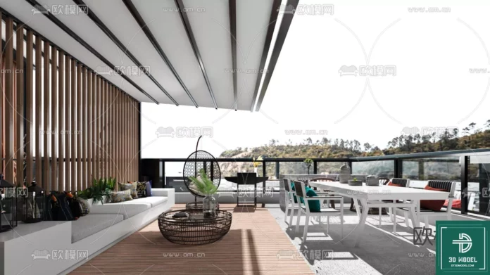 MODERN BALCONY - SKETCHUP 3D MODEL - VRAY OR ENSCAPE - ID00881