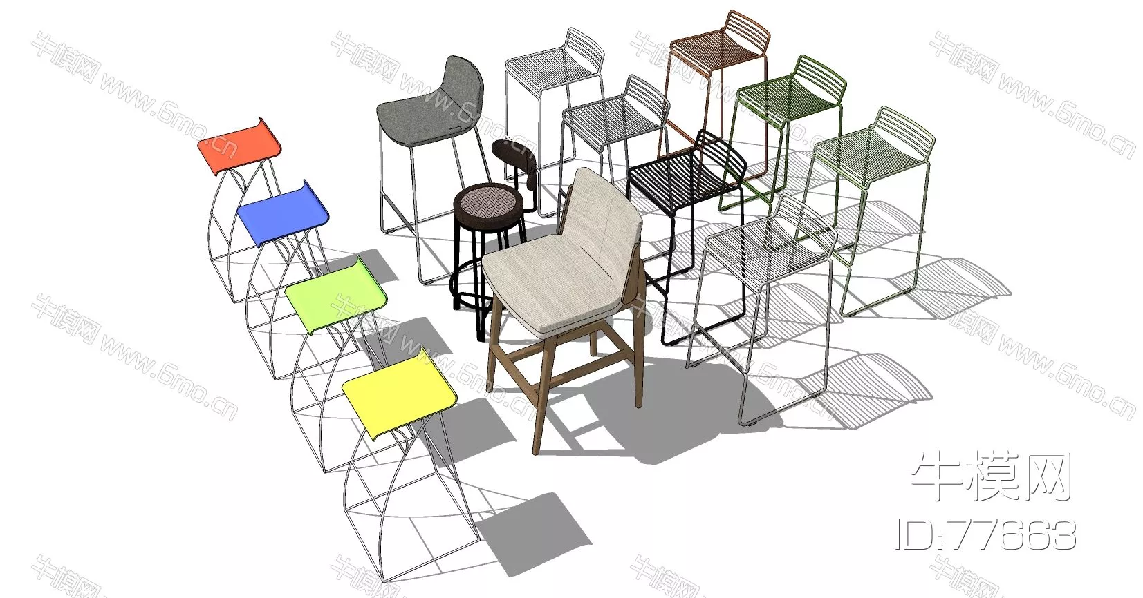 MODERN BAR CHAIR - SKETCHUP 3D MODEL - ENSCAPE - 77663