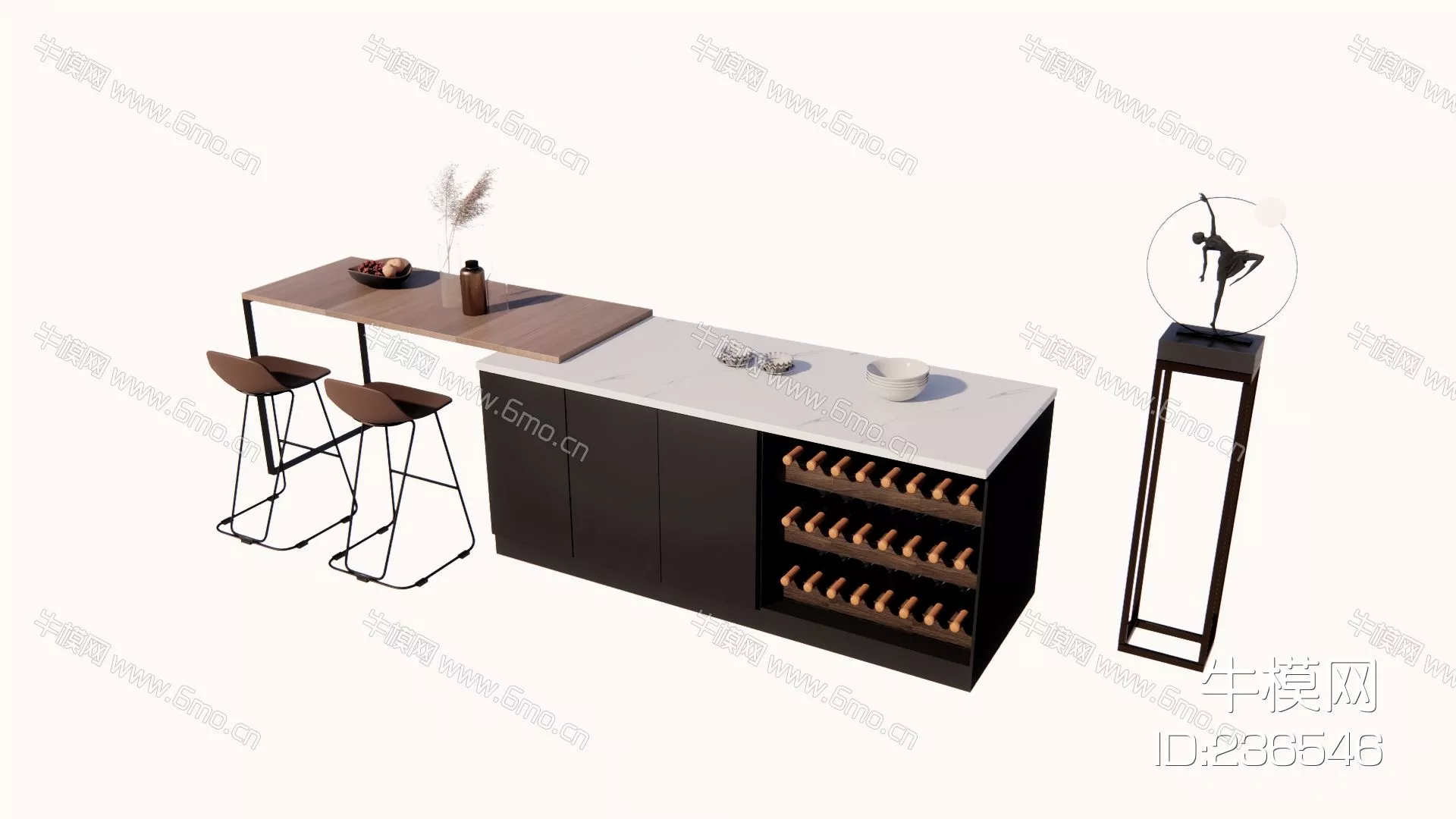 MODERN BAR COUNTER - SKETCHUP 3D MODEL - ENSCAPE - 236546