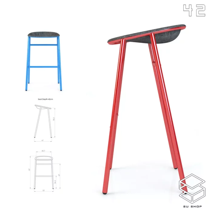 MODERN BAR STOOL - SKETCHUP 3D MODEL - VRAY OR ENSCAPE - ID00971