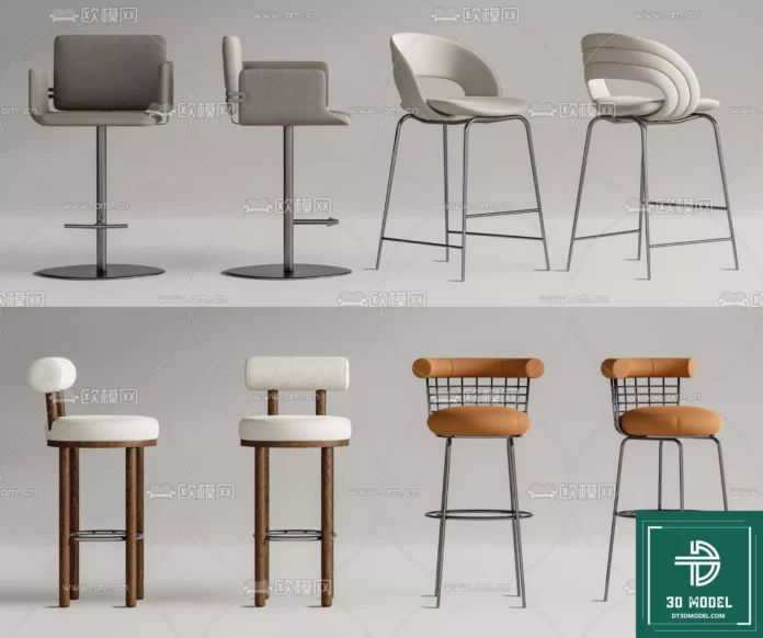 MODERN BAR STOOL - SKETCHUP 3D MODEL - VRAY OR ENSCAPE - ID01088