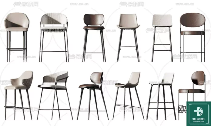 MODERN BAR STOOL - SKETCHUP 3D MODEL - VRAY OR ENSCAPE - ID01097