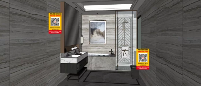 MODERN BATHROOM DECOR - SKETCHUP 3D SCENE - VRAY OR ENSCAPE - ID01343