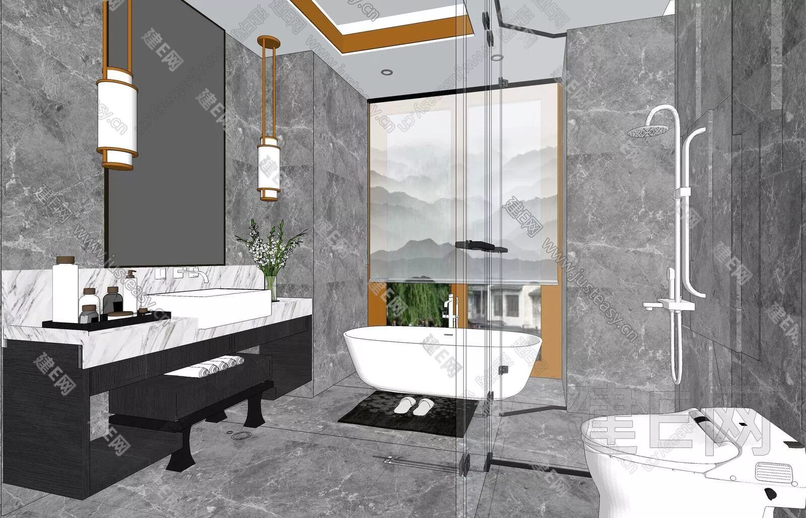 MODERN BATHROOM - SKETCHUP 3D SCENE - ENSCAPE - 113197321