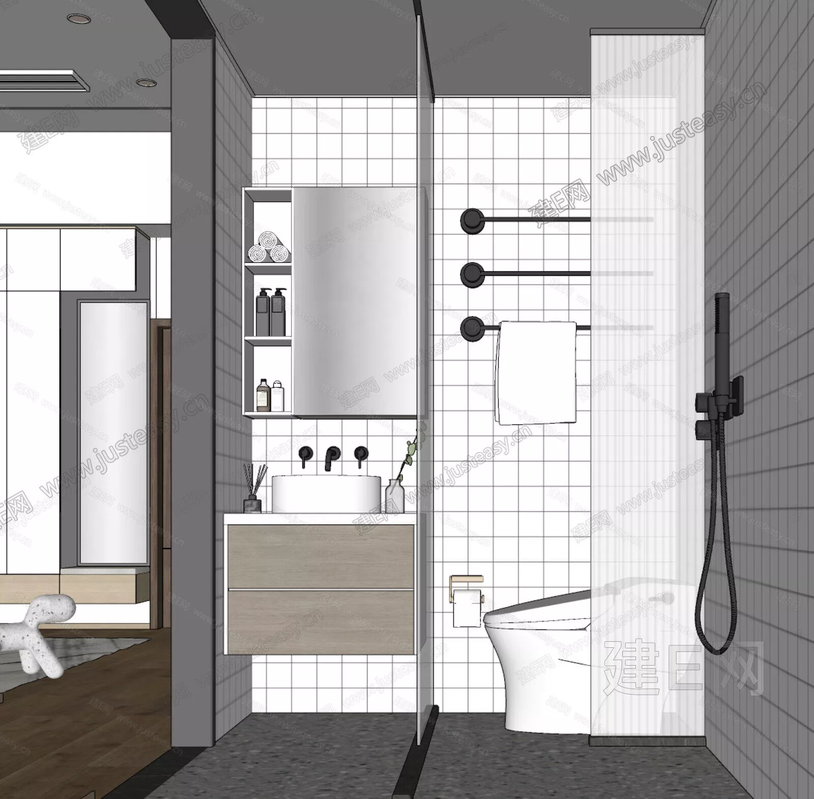 MODERN BATHROOM - SKETCHUP 3D SCENE - ENSCAPE - 114771193