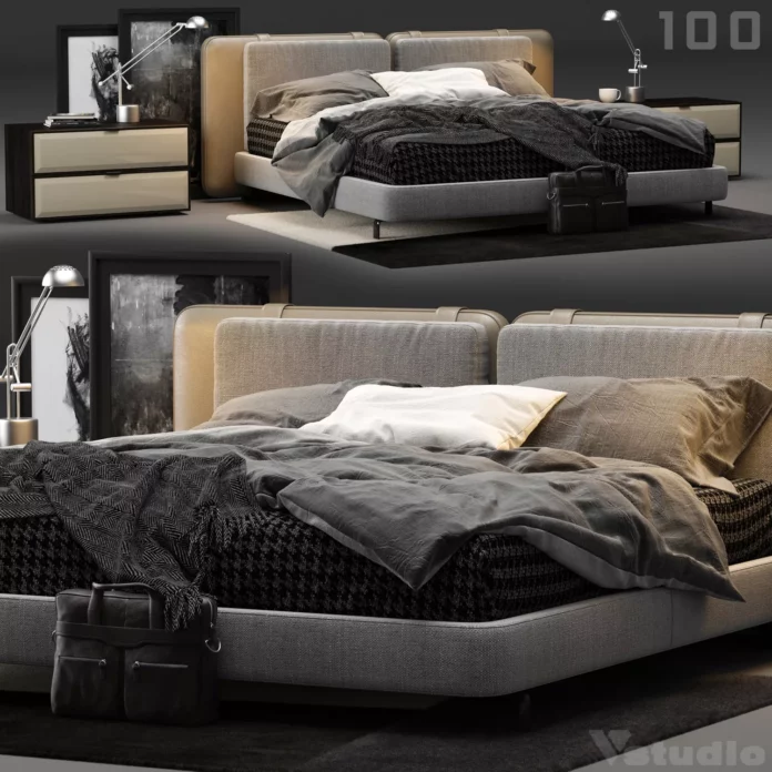 MODERN BED - SKETCHUP 3D MODEL - VRAY OR ENSCAPE - ID01504