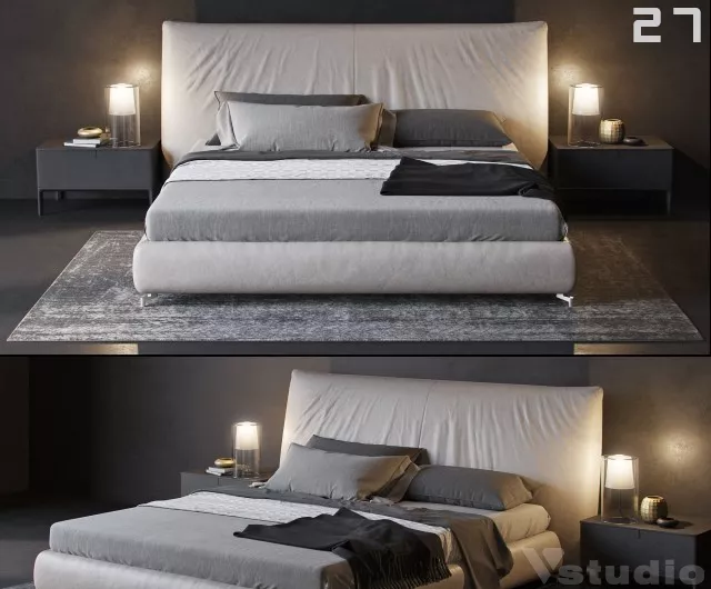 MODERN BED - SKETCHUP 3D MODEL - VRAY OR ENSCAPE - ID01522
