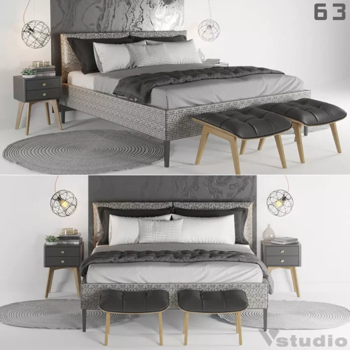 MODERN BED - SKETCHUP 3D MODEL - VRAY OR ENSCAPE - ID01562