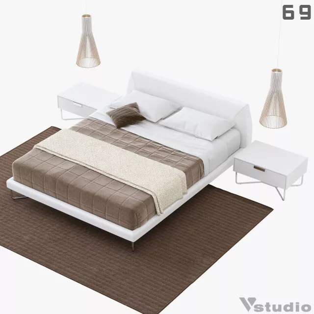 MODERN BED - SKETCHUP 3D MODEL - VRAY OR ENSCAPE - ID01568
