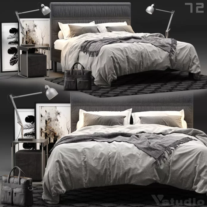 MODERN BED - SKETCHUP 3D MODEL - VRAY OR ENSCAPE - ID01572