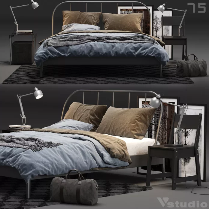 MODERN BED - SKETCHUP 3D MODEL - VRAY OR ENSCAPE - ID01575