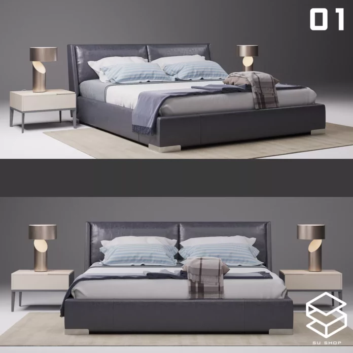 MODERN BED - SKETCHUP 3D MODEL - VRAY OR ENSCAPE - ID01602