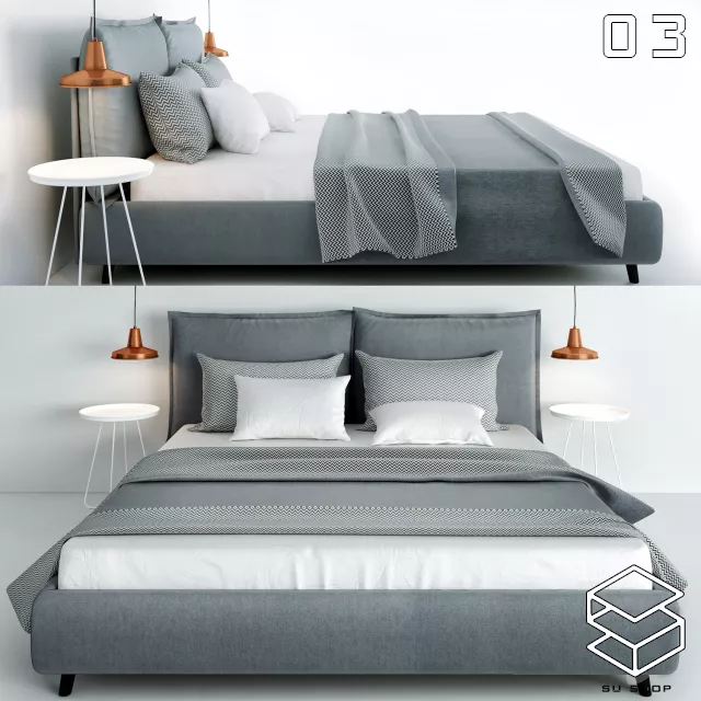 MODERN BED - SKETCHUP 3D MODEL - VRAY OR ENSCAPE - ID01604