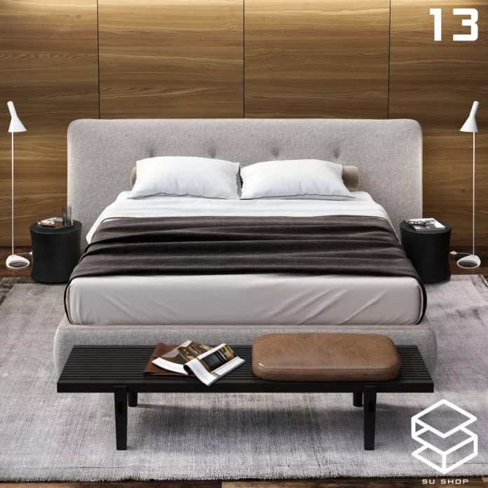 MODERN BED - SKETCHUP 3D MODEL - VRAY OR ENSCAPE - ID01615