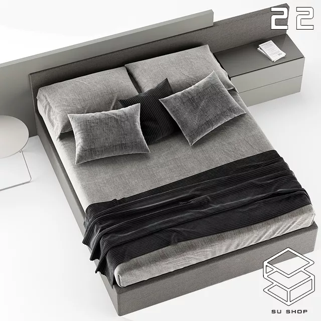 MODERN BED - SKETCHUP 3D MODEL - VRAY OR ENSCAPE - ID01624