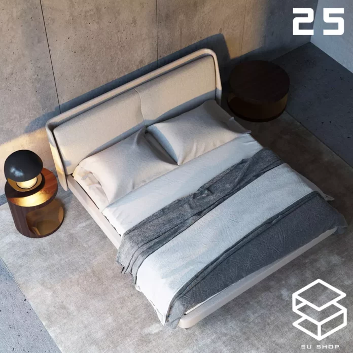 MODERN BED - SKETCHUP 3D MODEL - VRAY OR ENSCAPE - ID01627