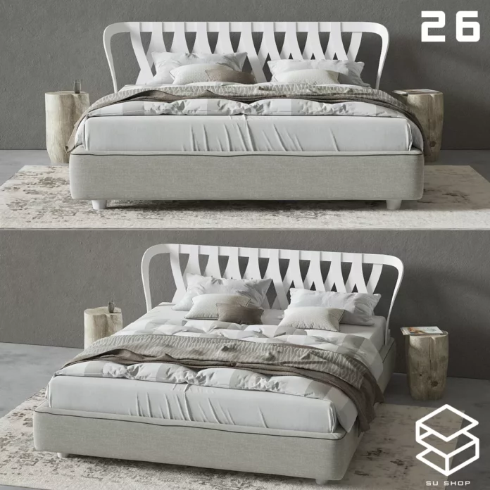 MODERN BED - SKETCHUP 3D MODEL - VRAY OR ENSCAPE - ID01628