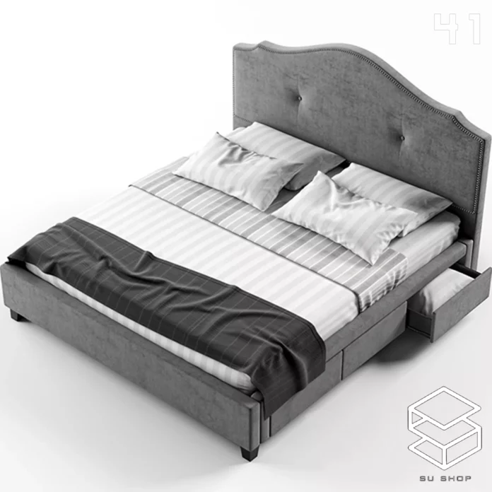 MODERN BED - SKETCHUP 3D MODEL - VRAY OR ENSCAPE - ID01643