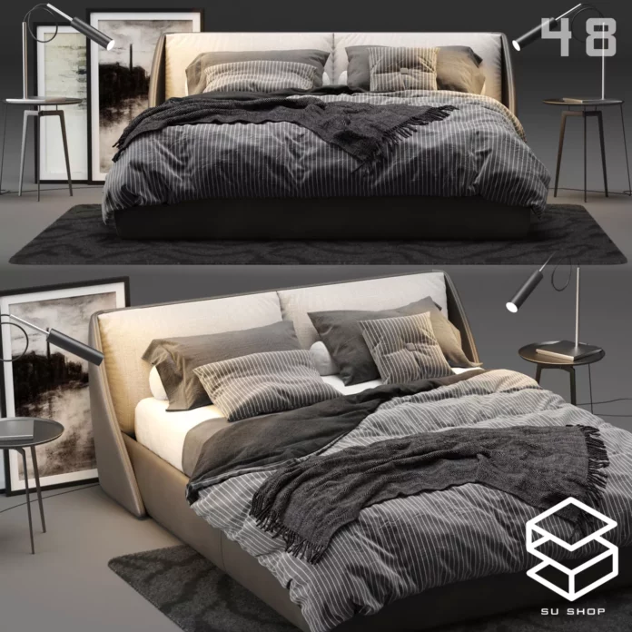 MODERN BED - SKETCHUP 3D MODEL - VRAY OR ENSCAPE - ID01650