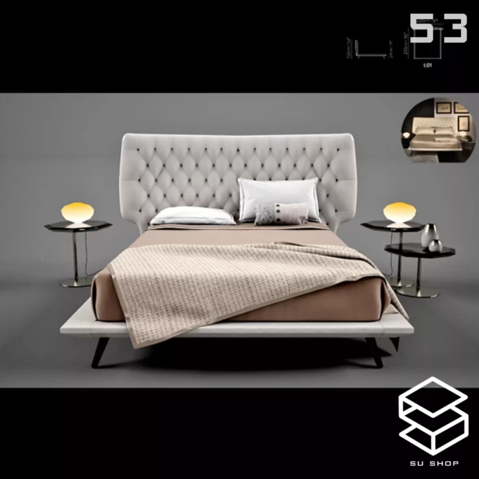 MODERN BED - SKETCHUP 3D MODEL - VRAY OR ENSCAPE - ID01655