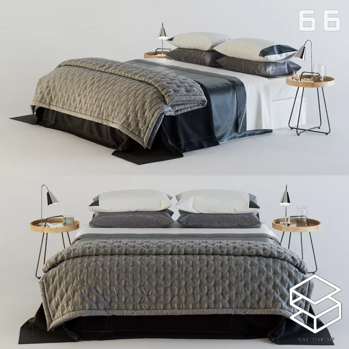 MODERN BED - SKETCHUP 3D MODEL - VRAY OR ENSCAPE - ID01668