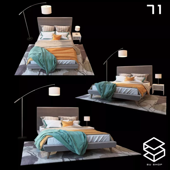 MODERN BED - SKETCHUP 3D MODEL - VRAY OR ENSCAPE - ID01673