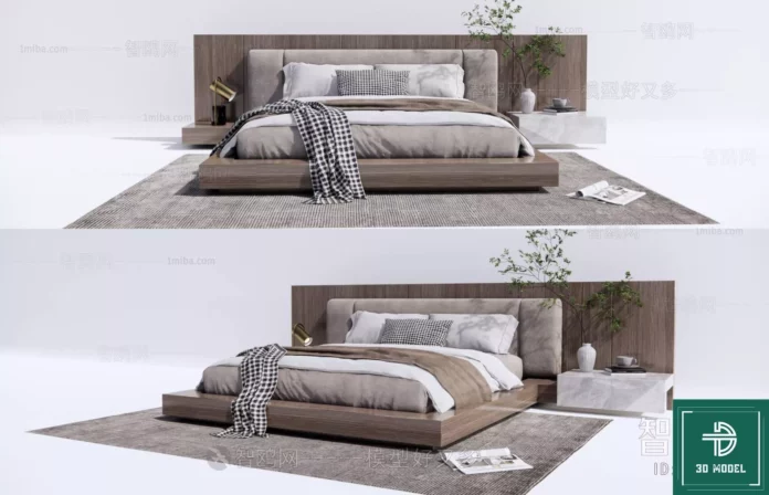 MODERN BED - SKETCHUP 3D MODEL - VRAY OR ENSCAPE - ID01713
